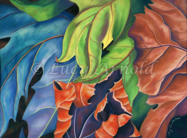 Leafscape pastel by Lucy Arnold